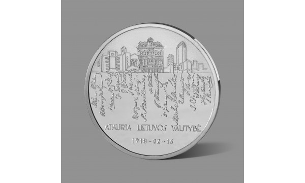 Lietuvos valstybės atkūrimui skirtas gryno sidabro medalis