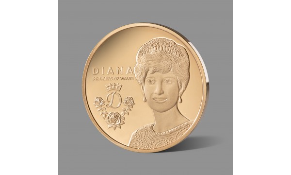 Princesei Dianai dedikuotas paauksuotas medalis