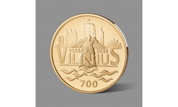 Vilniaus įkūrimo 700 metų jubiliejui skirtas paauksuotas medalis